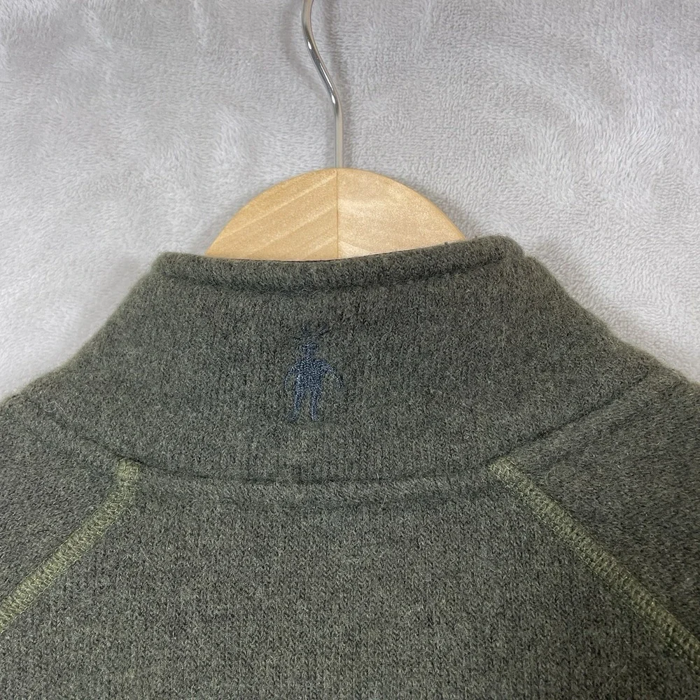 Smartwool Echo Lake Half Zip Sweater Mens M/L Wool Blend Fleece Olive Green
